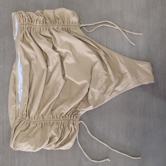 Fashion Nova, tan bikini set, ruched,  adjustable straps, size 3 XL - Picture 2 of 10